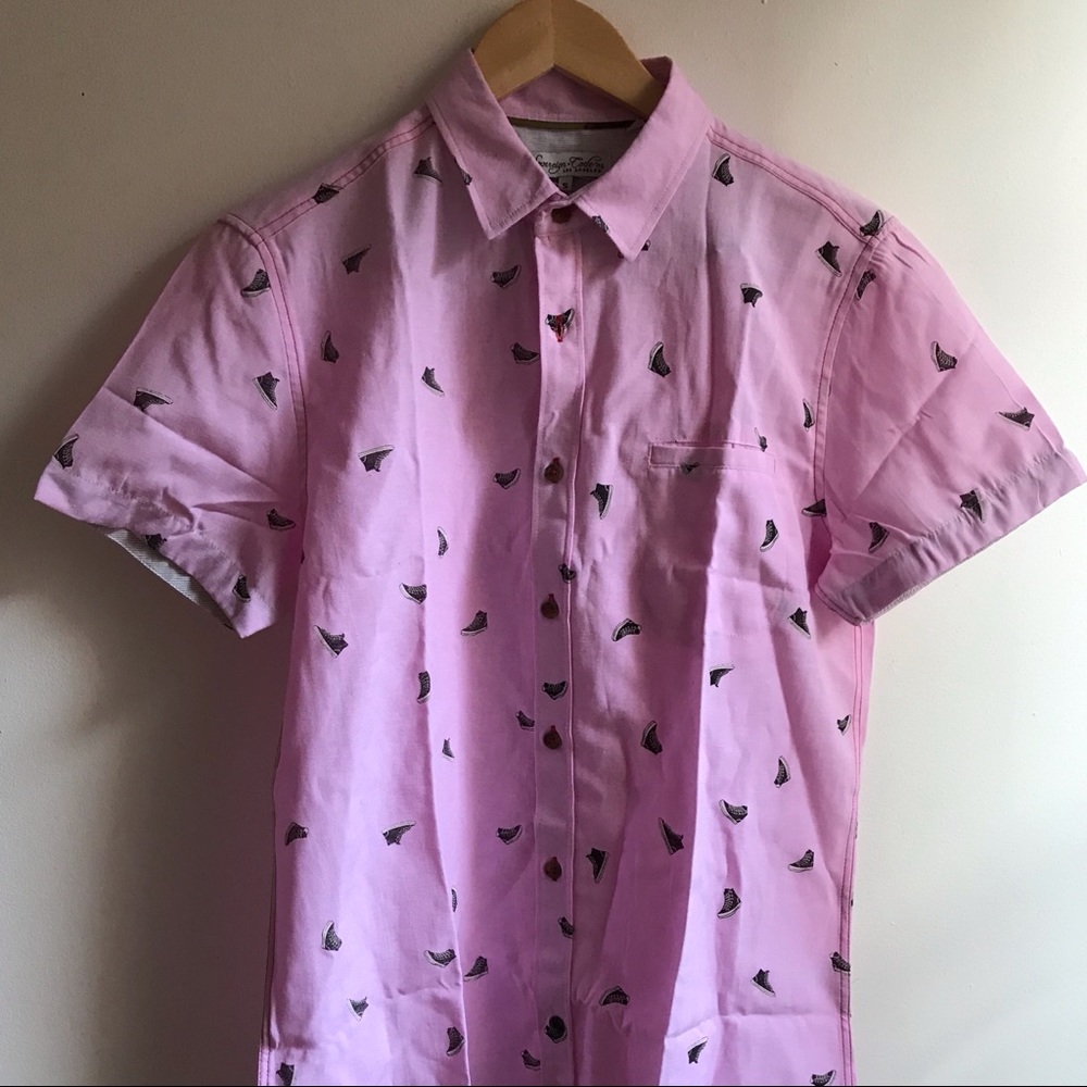 Sneaker-print button-down t-shirt